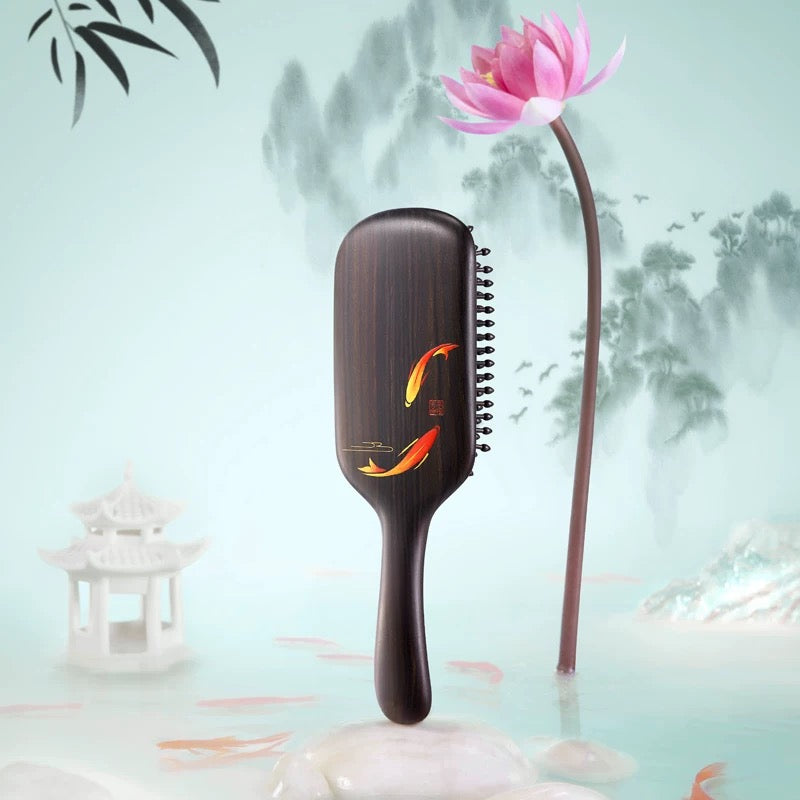 Peine de masaje tradicional chino "Koi danzante de la fortuna"