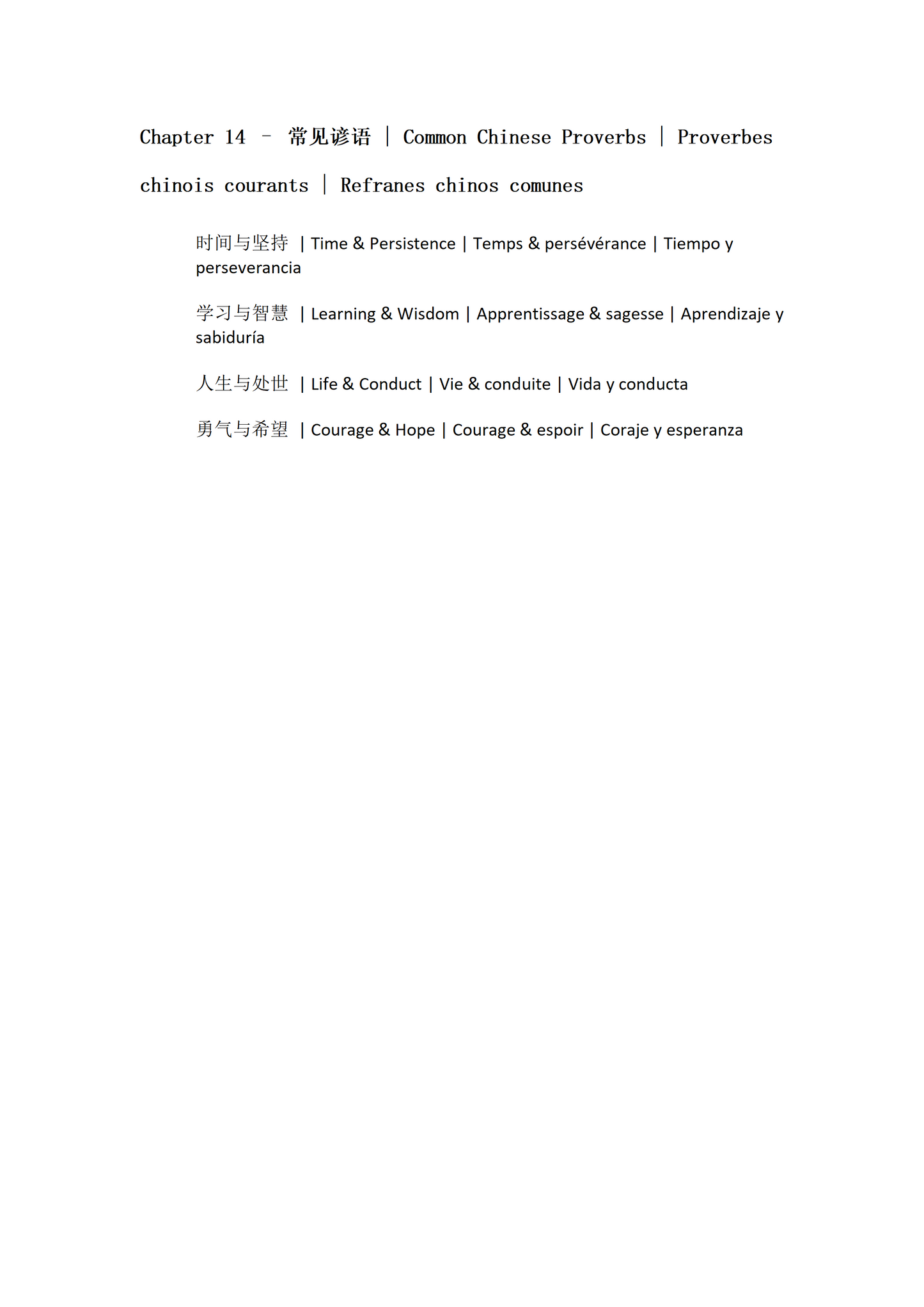 1000 practical oral chinese sentences(Quadrilingual reference: CH EN FR ES)