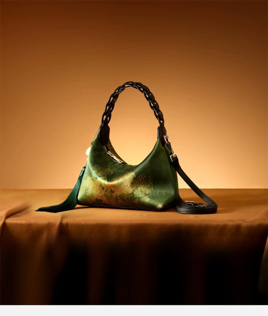 Emerald Peony Silk Handbag – Chinese Premium Silk Gift